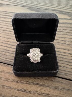 Judith Ripka Silver Pavé Oval Cluster Ring